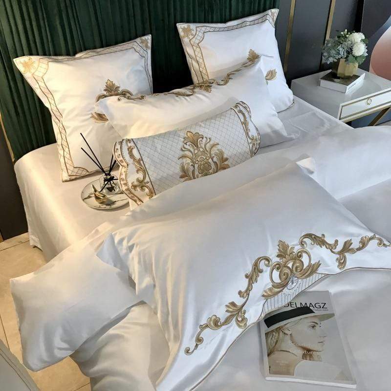 Embroidered Silky Cotton Bedding Set