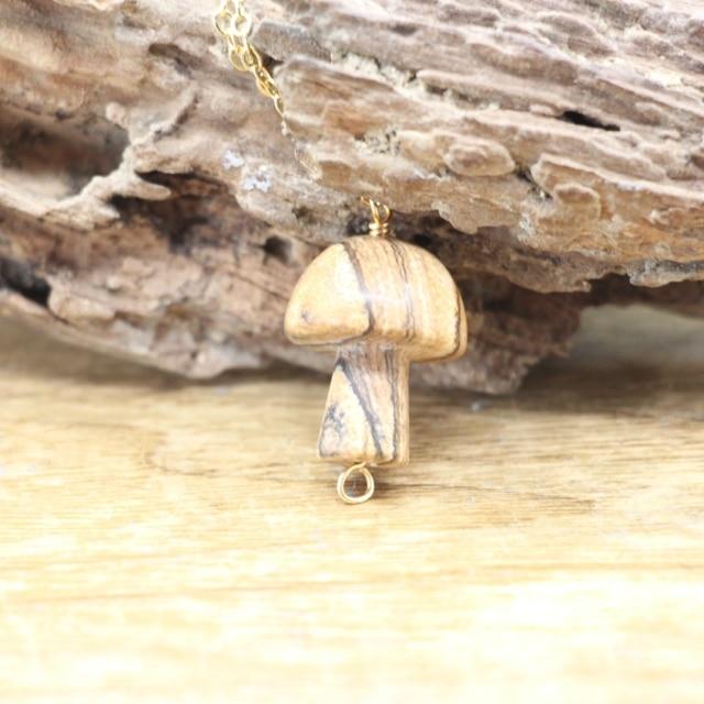 Tiny Mushroom Crystal Chain Necklace