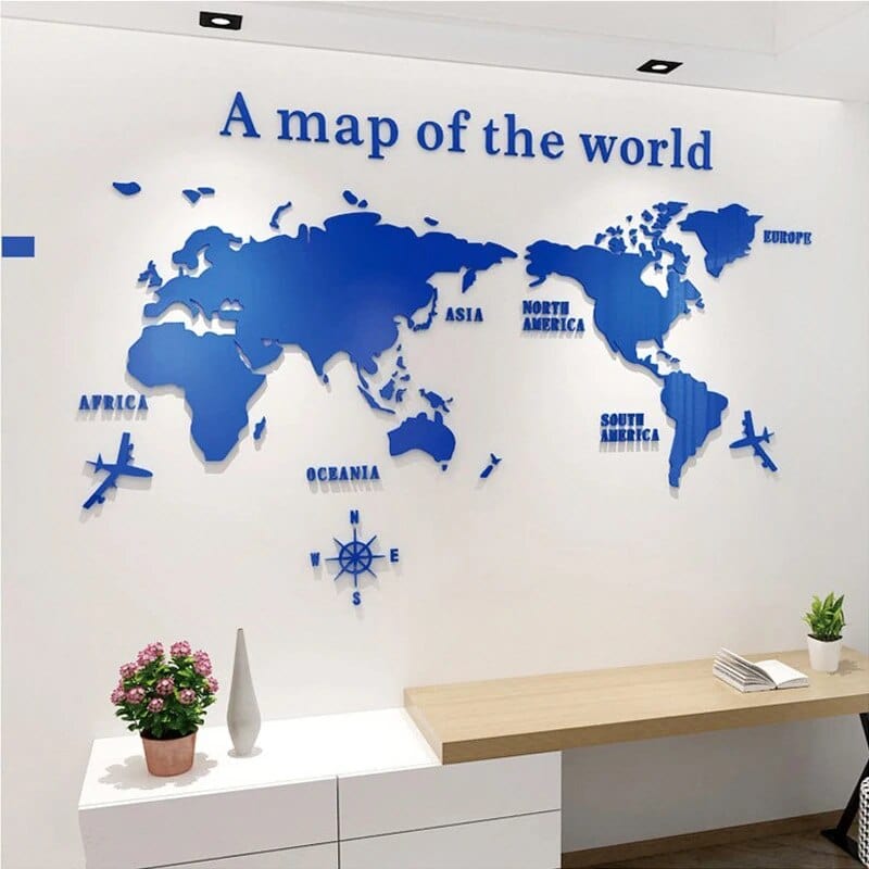 3D World Map Wall  Stickers