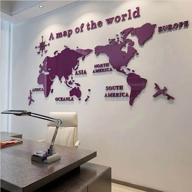 3D World Map Wall  Stickers