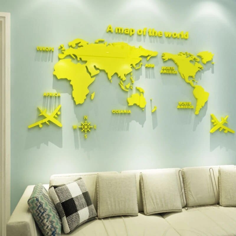 3D World Map Wall  Stickers