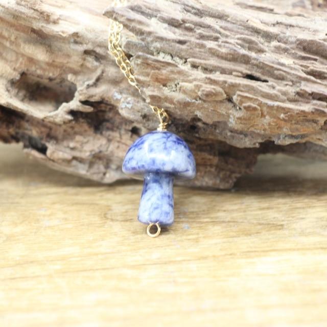 Tiny Mushroom Crystal Chain Necklace