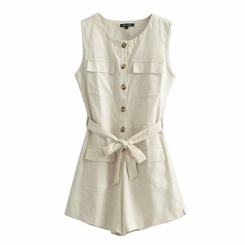 Stacie Beige Vintage Romper