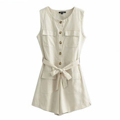 Stacie Beige Vintage Romper