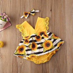 Sunflower Boho Baby Girl Outfit