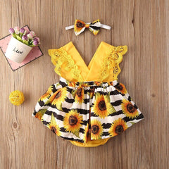 Sunflower Boho Baby Girl Outfit