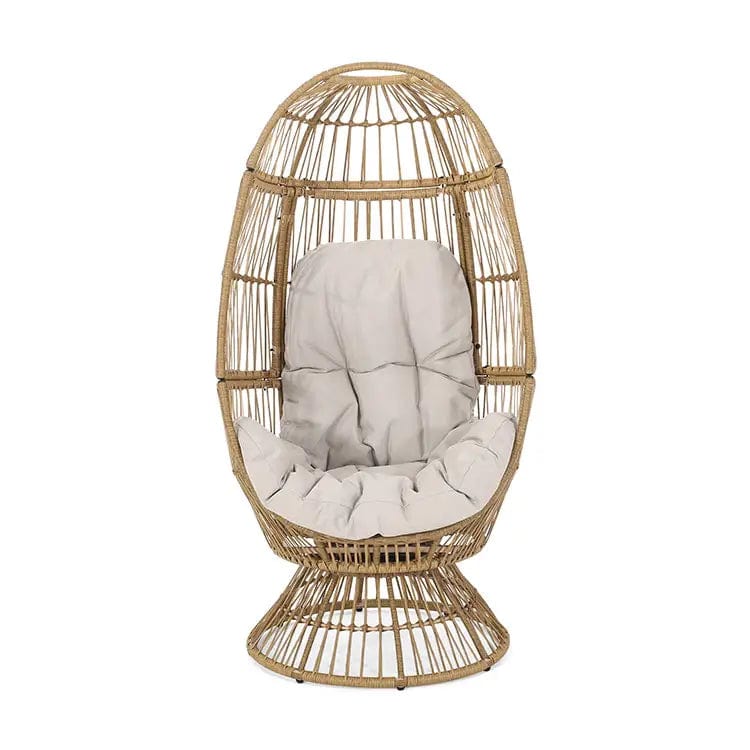 Swivel Egg Rattan Outdoor Chair with Cushion