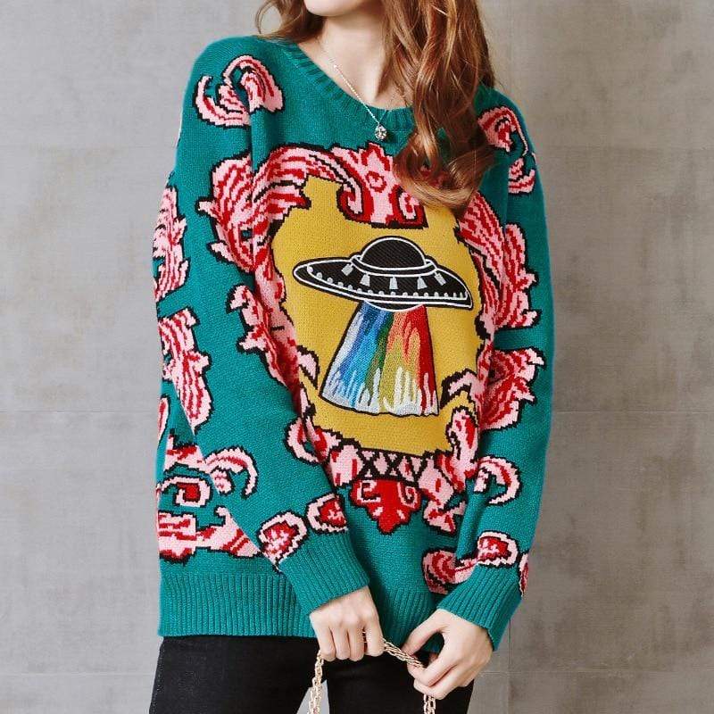 UFO Retro Sweater In Green