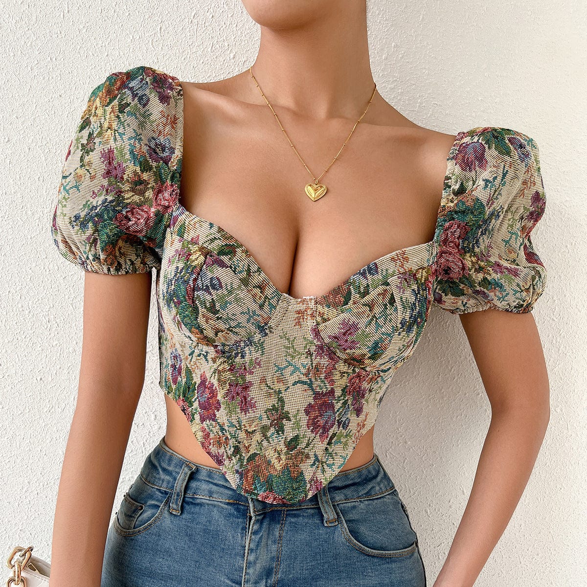 Vintage Floral Corset Top