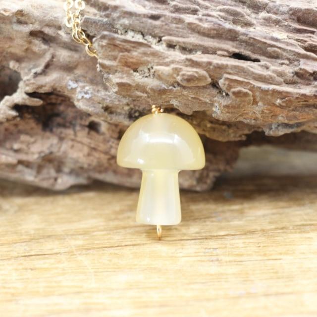 Tiny Mushroom Crystal Chain Necklace