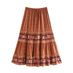 Zephyr Floral Midi Skirt in Brown